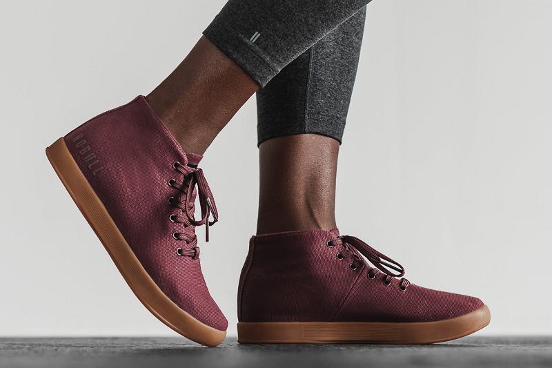 Nobull Cabernet Gum Canvas Mid Women's Trainers Dark / Red | USA U1967Z